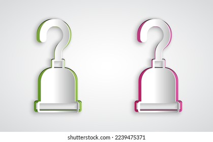 Recorte de papel Icono de gancho pirata aislado en fondo gris. Feliz fiesta de Halloween. Estilo de arte de papel. Vector