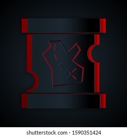 Paper cut Pirate treasure map icon isolated on black background. Paper art style. Vector Illustration