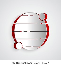 Paper cut Planet icon isolated on grey background. Paper art style. Vector