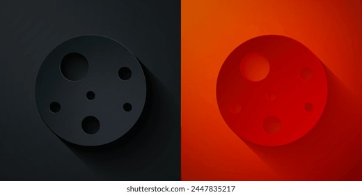 Paper cut Planet Mars icon isolated on black and red background. Paper art style. Vector