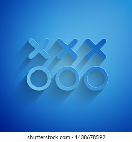 Paper cut Planning strategy concept icon isolated on blue background. Soccer or american football cup formation and tactic. Paper art style. Vector Illustration