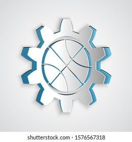 Paper cut Planning strategy concept icon isolated on grey background. Basketball cup formation and tactic. Paper art style. Vector Illustration