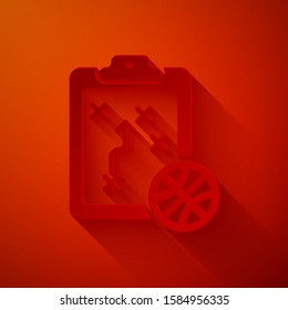 Paper cut Planning strategy concept icon isolated on red background. Basketball cup formation and tactic. Paper art style. Vector Illustration