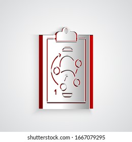 Paper cut Planning strategy concept icon isolated on grey background. Hockey cup formation and tactic. Paper art style. Vector Illustration
