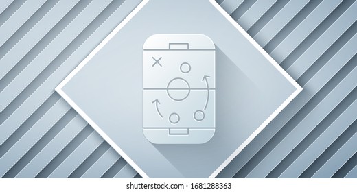 Paper cut Planning strategy concept icon isolated on grey background. Hockey cup formation and tactic. Paper art style. Vector Illustration