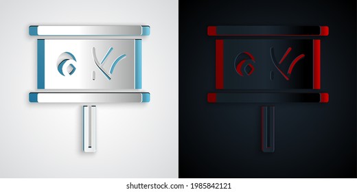 Paper cut Planning strategy concept icon isolated on grey and black background. Baseball cup formation and tactic. Paper art style. Vector