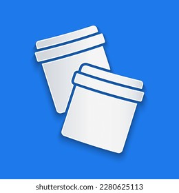 Paper cut Plastic bag with ziplock icon isolated on blue background. Paper art style. Vector