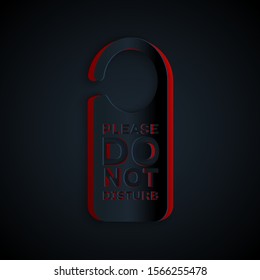 Paper cut Please do not disturb icon isolated on black background. Hotel Door Hanger Tags. Paper art style. Vector Illustration