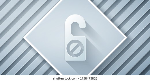 Paper cut Please do not disturb icon isolated on grey background. Hotel Door Hanger Tags. Paper art style. Vector Illustration