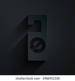 Paper cut Please do not disturb icon isolated on black background. Hotel Door Hanger Tags. Paper art style. Vector
