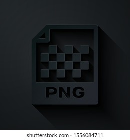 Paper cut PNG file document. Download png button icon isolated on black background. PNG file symbol. Paper art style. Vector Illustration