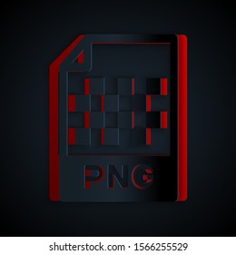 Paper cut PNG file document. Download png button icon isolated on black background. PNG file symbol. Paper art style. Vector Illustration