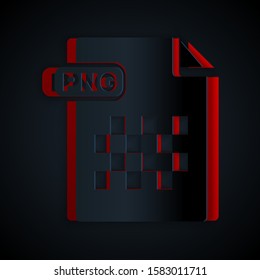 Paper cut PNG file document. Download png button icon isolated on black background. PNG file symbol. Paper art style. Vector Illustration