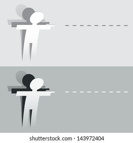 paper cut pointing human figure