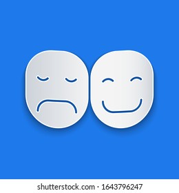 Paper cut Poker player icon isolated on blue background. Paper art style. Vector Illustration