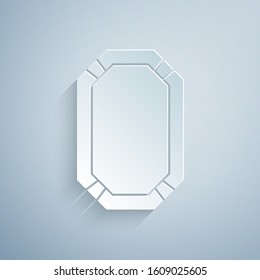 Paper cut Poker table icon isolated on grey background. Paper art style. Vector Illustration