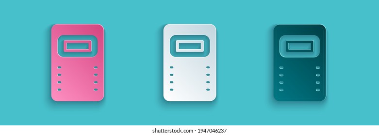 Paper cut Police assault shield icon isolated on blue background. Paper art style. Vector