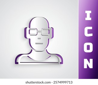 Paper cut Poor eyesight and corrected vision with optical glasses icon isolated on grey background. Paper art style. Vector