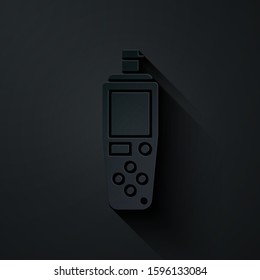 Paper cut Portable sensor icon isolated on black background. Paper art style. Vector Illustration