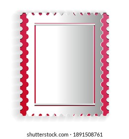 Paper cut Postal stamp icon isolated on white background. Paper art style. Vector.