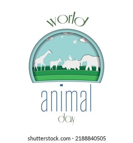 paper cut postcard . world animal day