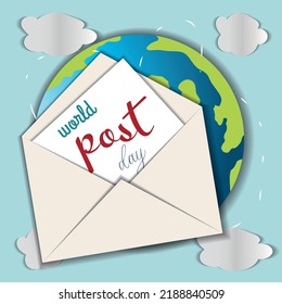Papierschnitt-Postkarte. Weltposttag