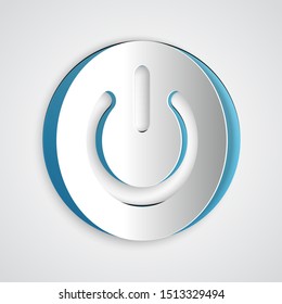 Paper cut Power button icon isolated on grey background. Start sign. Paper art style. Vector Illustration