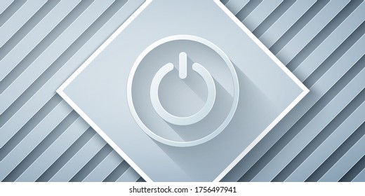 Paper cut Power button icon isolated on grey background. Start sign. Paper art style. Vector Illustration