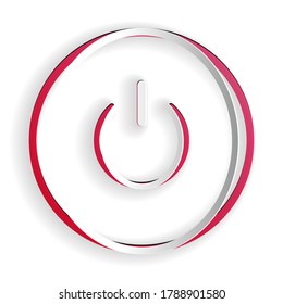 Paper cut Power button icon isolated on white background. Start sign. Paper art style. Vector.