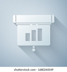 Paper cut Presentation financial business board with graph, schedule, chart, diagram, infographic, pie graph icon isolated on grey background. Paper art style. Vector Illustration