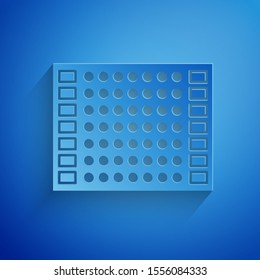 Paper cut Printed circuit board PCB icon isolated on blue background. Paper art style. Vector Illustration