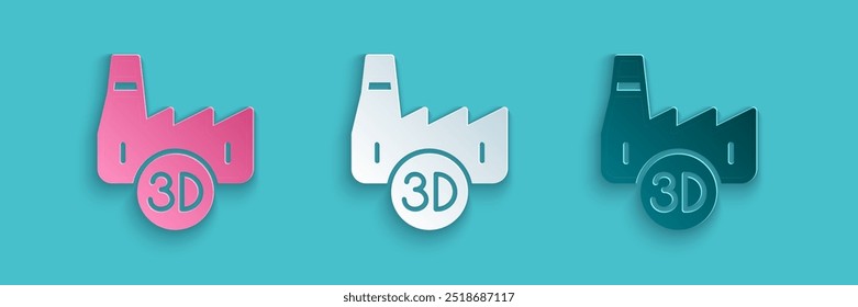 Paper cut Printing house industry icon isolated on blue background. Paper art style. Vector