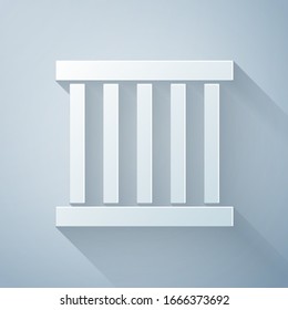 Paper cut Prison window icon isolated on grey background. Paper art style. Vector Illustration