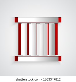 Paper cut Prison window icon isolated on grey background. Paper art style. Vector Illustration