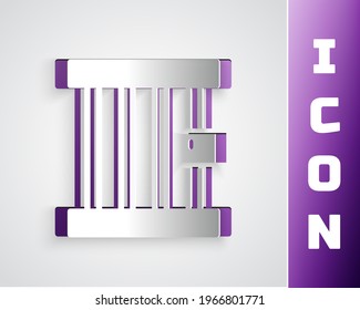 Paper cut Prison window icon isolated on grey background. Paper art style. Vector