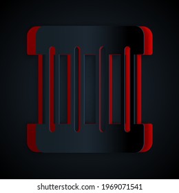 Paper cut Prison window icon isolated on black background. Paper art style. Vector