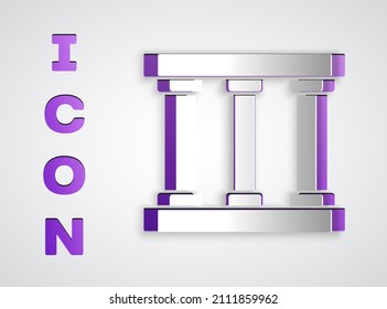 Paper cut Prison window icon isolated on grey background. Paper art style. Vector