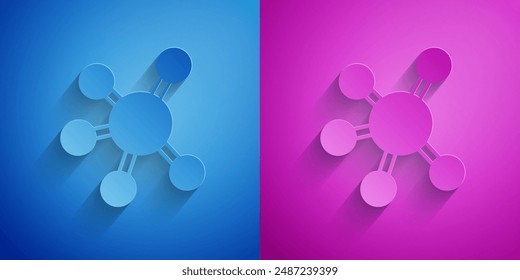 Paper cut Project team base icon isolated on blue and purple background. Business analysis and planning, consulting, team work, project management. Paper art style. Vector
