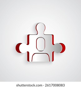 Paper cut Project team base icon isolated on grey background. Business analysis and planning, consulting, team work, project management. Paper art style. Vector
