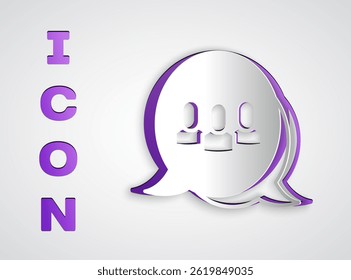 Paper cut Project team base icon isolated on grey background. Business analysis and planning, consulting, team work, project management. Developers. Paper art style. Vector
