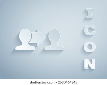 Paper cut Project team base icon isolated on grey background. Business analysis and planning, consulting, team work, project management. Paper art style. Vector
