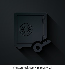 Paper cut Proof of stake icon isolated on black background. Cryptocurrency economy and finance collection. Paper art style. Vector Illustration