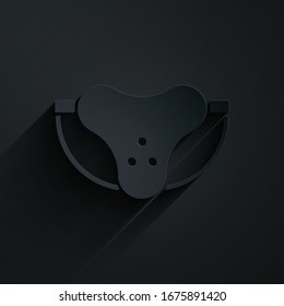 Paper cut Protective sport jockstrap icon isolated on black background. Paper art style. Vector Illustration