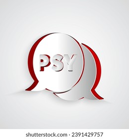 Paper cut Psychology icon isolated on grey background. Psi symbol. Mental health concept, psychoanalysis analysis and psychotherapy. Paper art style. Vector