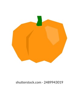 Paper cut pumpkin icon isolated on white background.