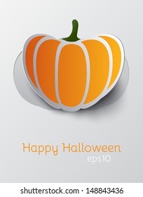 Paper cut pumpkin illustration. Vector background for Halloween design. 