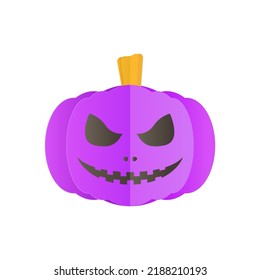Paper cut purple pumpkin elements for halloween on white background. Paper cut and craft style illustration
