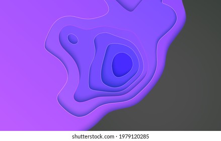 Paper cut purple vector illustration design. Vector 3d illustration. Topographic map paper art vector illustration. EPS 10.