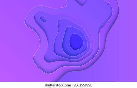 Paper cut purple vector illustration design. Vector 3d illustration. Topographic map paper art vector illustration. EPS 10.