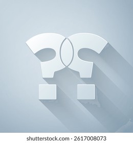 Paper cut Question mark icon isolated on grey background. FAQ sign. Copy files, chat speech bubble and chart. Paper art style. Vector